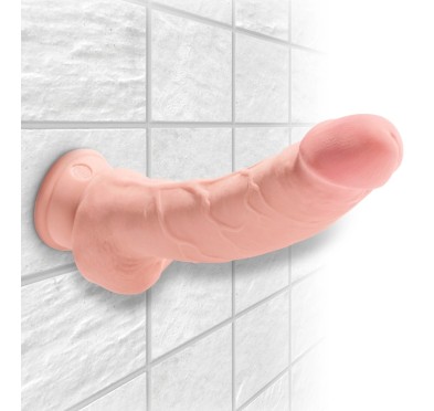 King Cock Plus - Realistyczne Dildo Z Jądrami I Przyssawką 20 CM Jasny Kolor Skóry